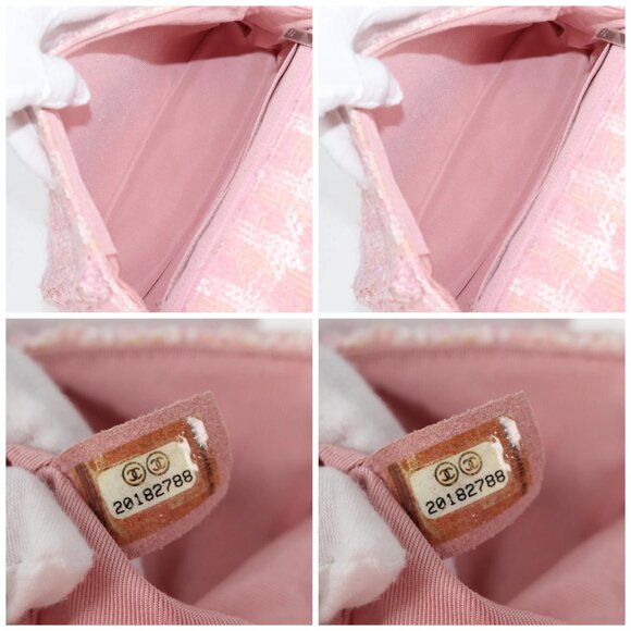CHANEL Chain Matelasse 2.55 Shoulder Bag Tweed Pink CC Auth 121623AM - Picture 15 of 16
